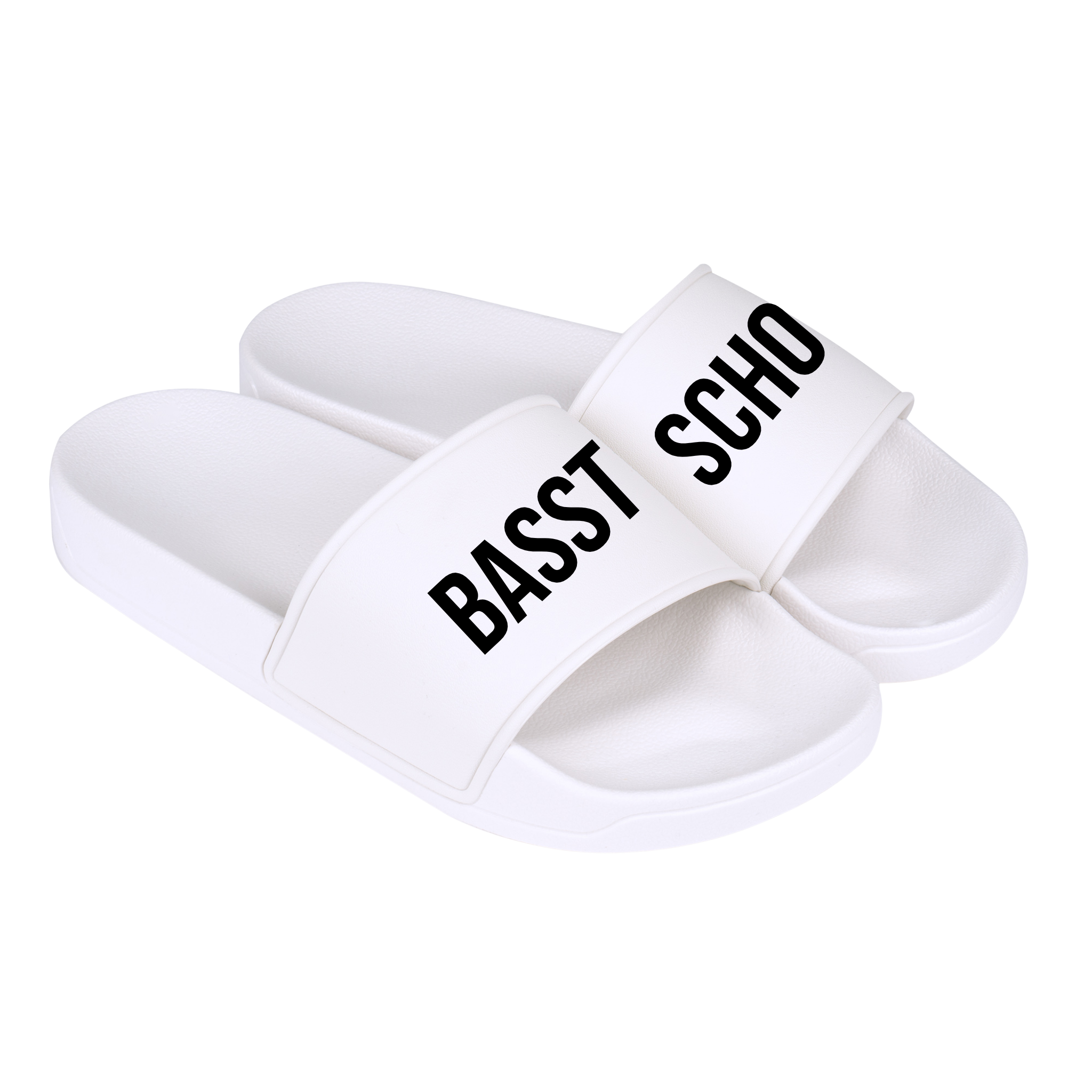 Badelatschen "Basst scho" weiß – Herzstück by Bergverliebt®