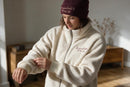 Kuscheljacke "Toni" mit Stickerei – Creme