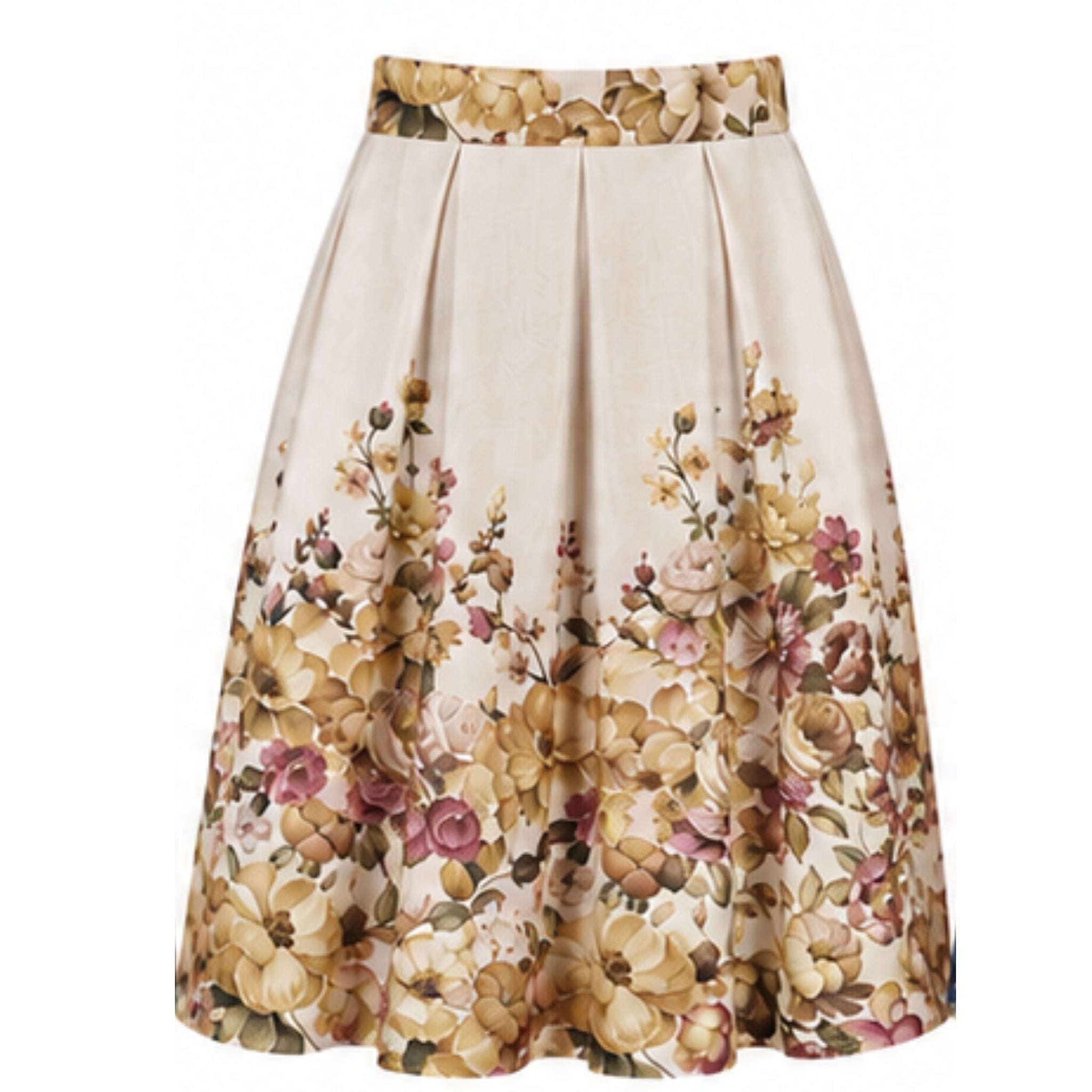 Kellerfaltenrock floraler Print „Lotti" gelb