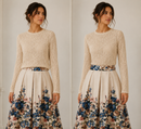 Kellerfaltenrock floraler Print „Nanni" blau