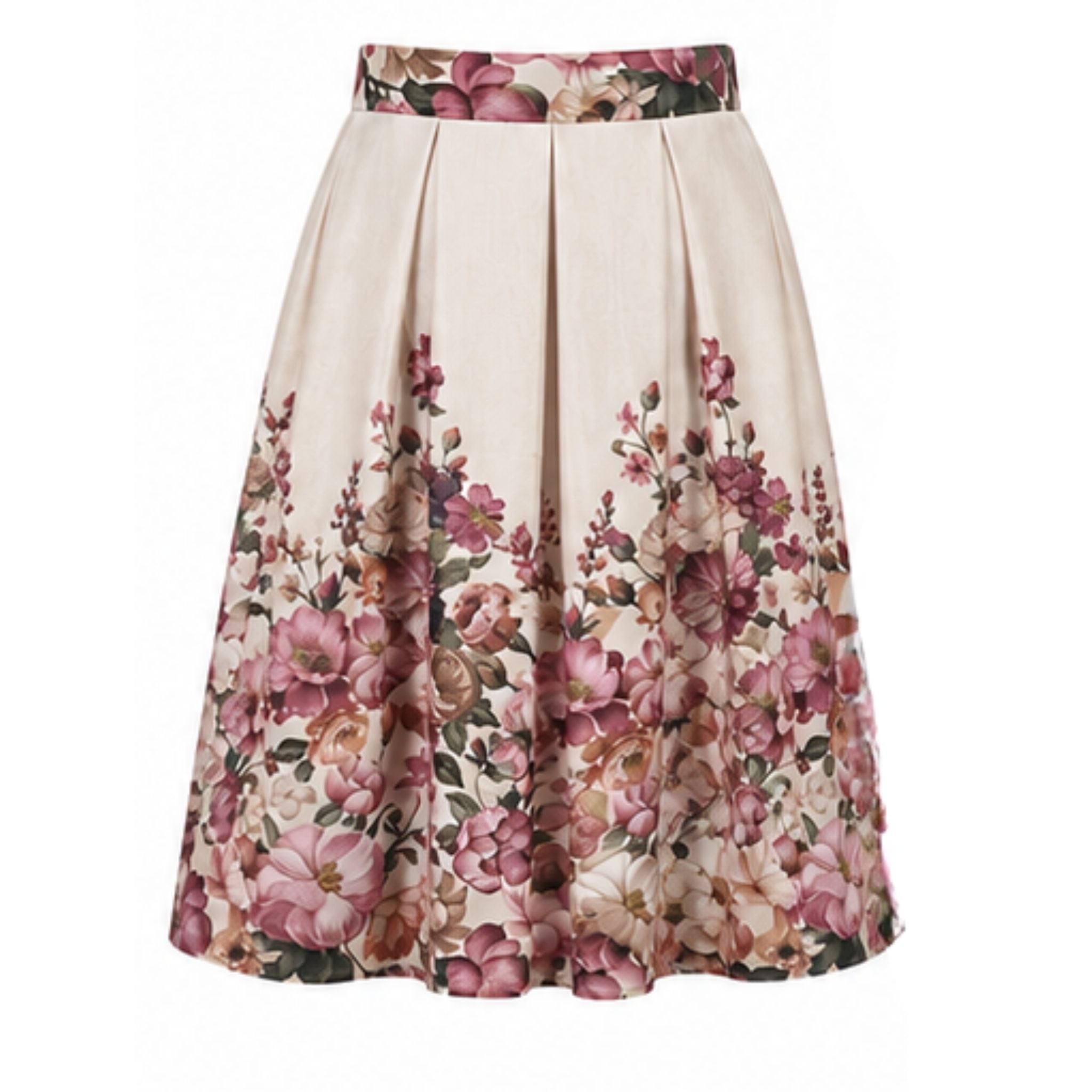 Kellerfaltenrock floraler Print „Rosalie“ rosa