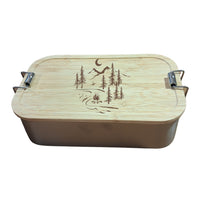 Brotzeitdose "Lagerfeuerromantik" Edelstahl & Bambus