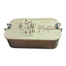 Brotzeitdose "Lagerfeuerromantik" Edelstahl & Bambus