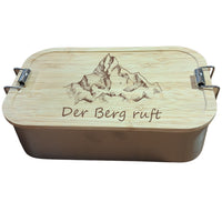 Bergverliebt® Brotzeitdose "Der Berg ruft" Edelstahl & Bambus