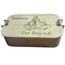 Bergverliebt® Brotzeitdose "Der Berg ruft" Edelstahl & Bambus