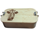 Bergverliebt® Brotzeitdose "Kuh Josy" aus Edelstahl & Bambus