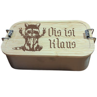 Brotzeitdose "Ois is" aus Edelstahl & Bambus