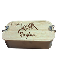 Brotzeitdose "Bergbua" aus Edelstahl & Bambus