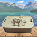 Bergverliebt® Brotzeitdose "Berggoaß" aus Edelstahl & Bambus