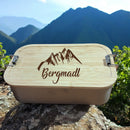 Brotzeitdose "Bergmadl" Edelstahl & Bambus