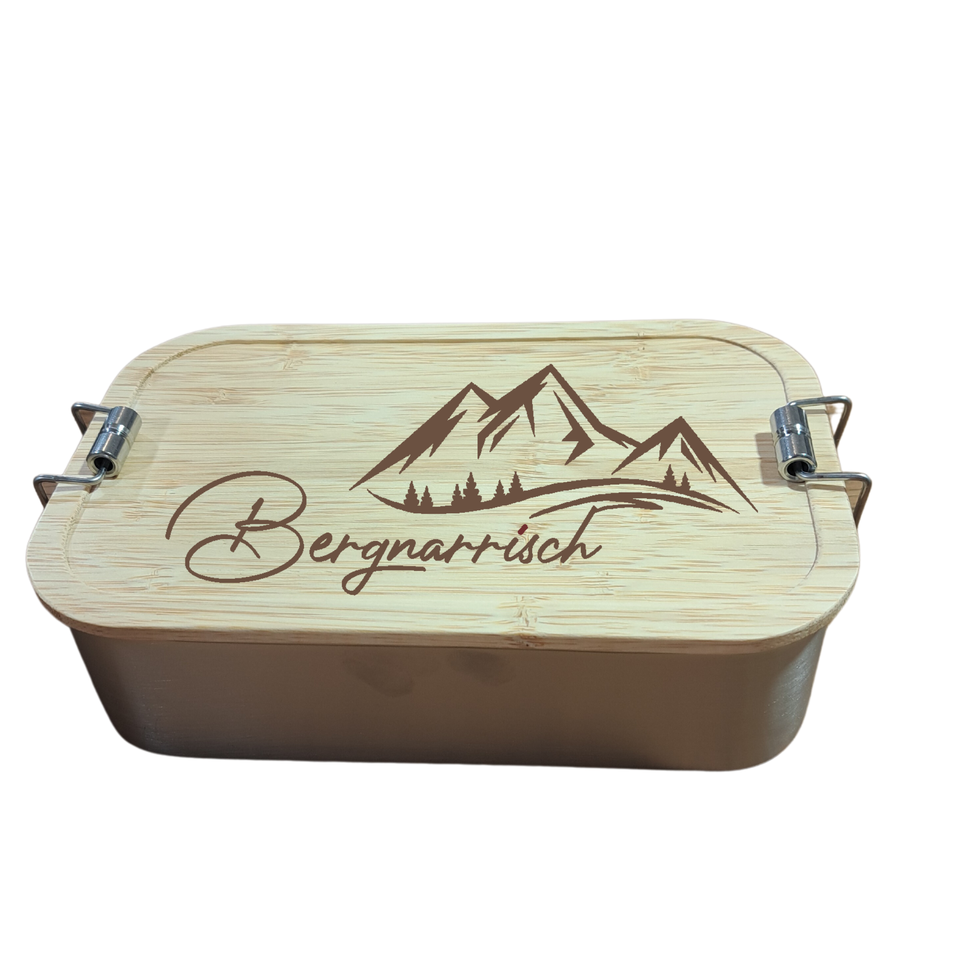 Brotzeitdose "Bergnarrisch" aus Edelstahl & Bambus