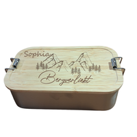 Bergverliebt® Brotzeitdose "Bergverliebt" aus Edelstahl & Bambus