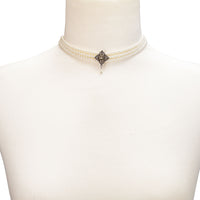 Perlen-Kropfkette Louisa creme-weiß