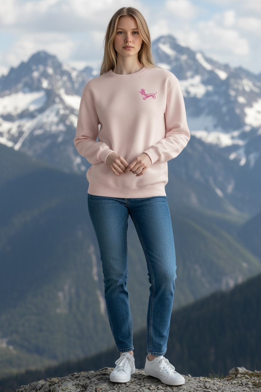 Bergverliebt® Sweatshirt „Dackelkönigin“ – Rosé
