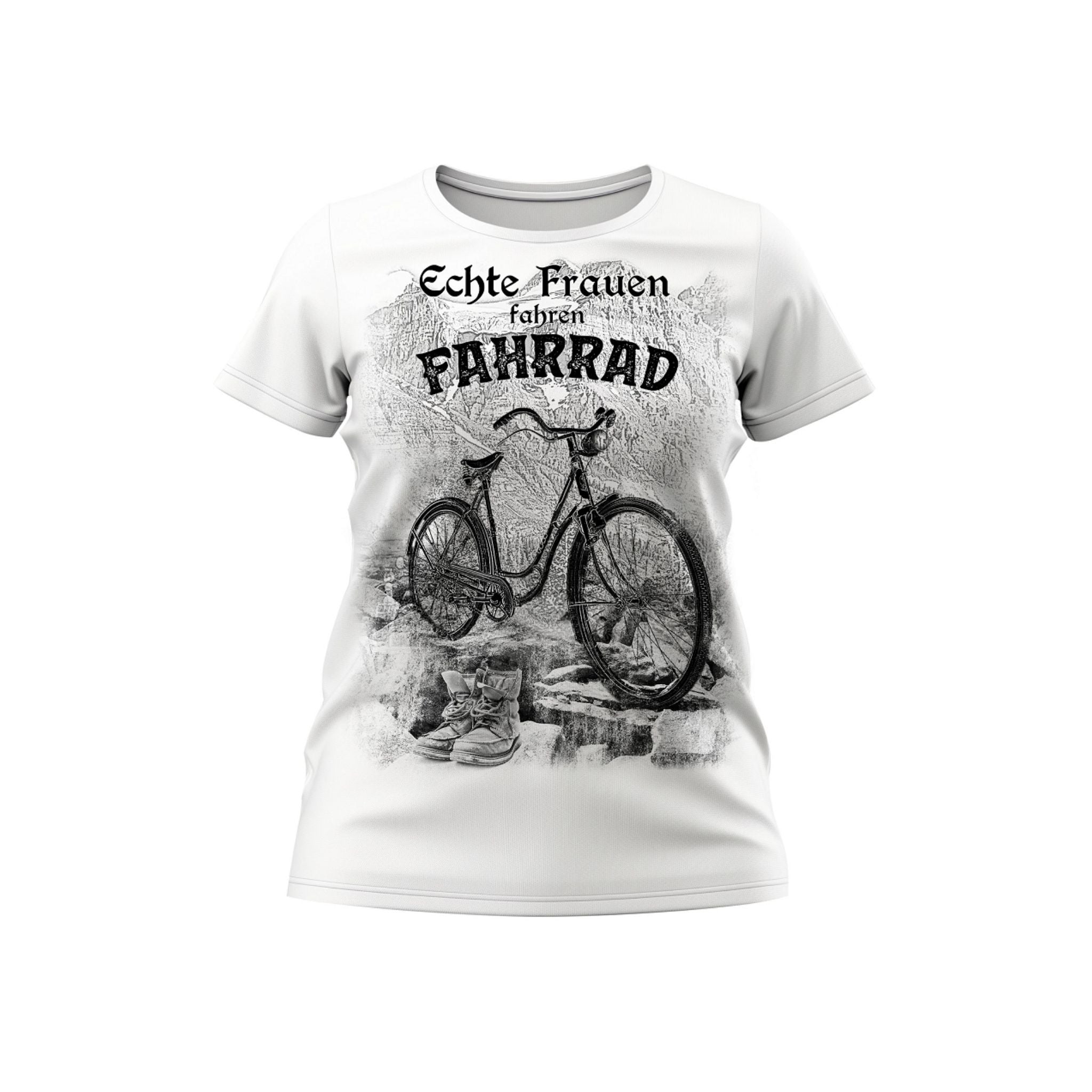 Almtracht Damen Tshirt "Echte Frauen fahren Fahrrad"