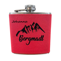 Flachmann Bergmadl Edelstahl Rot