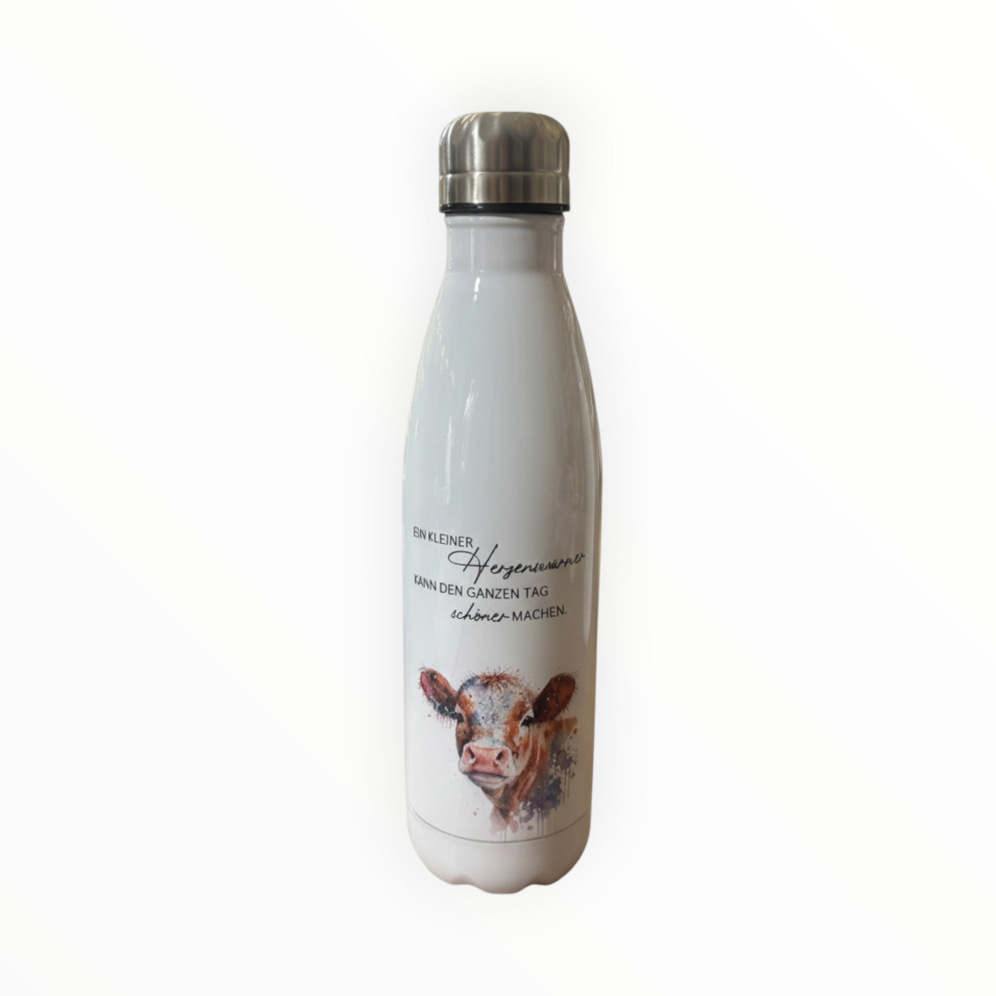 Bergverliebt® Gspürwerk Edelstahl-Thermotrinkflasche 500 ml "Kuh"