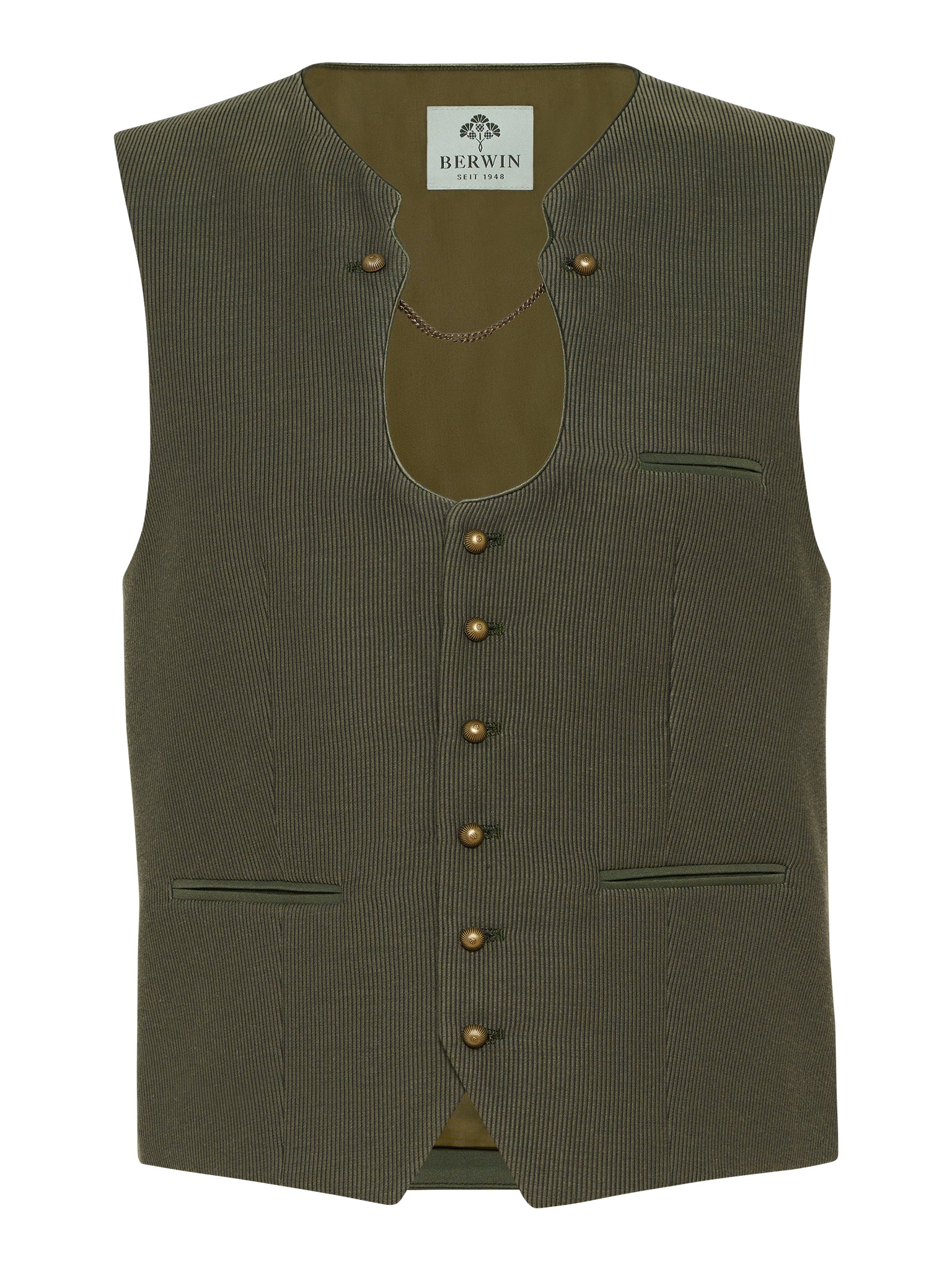 Herrenweste „Innwald“ – Jacquard in Oliv