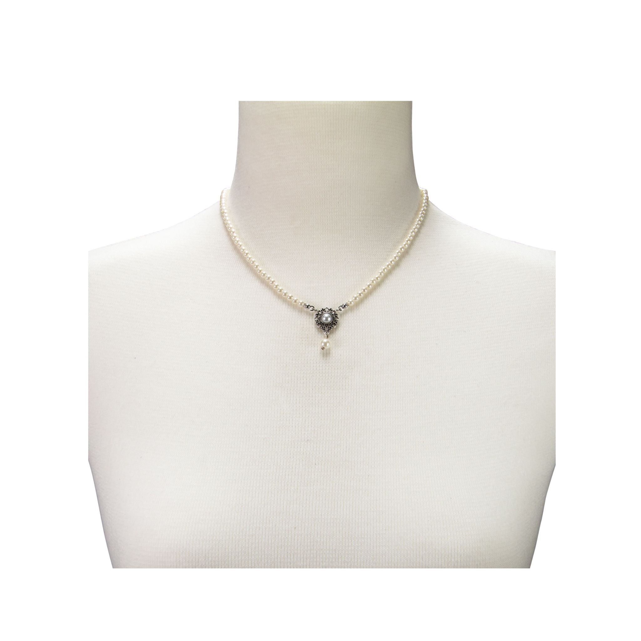 Perlen-Halskette "Helena" creme-weiß