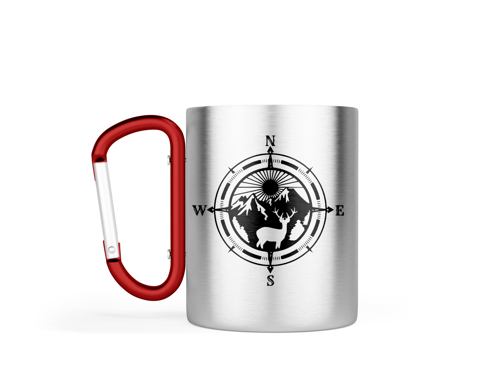 Edelstahl-Tasse Karabiner TREK "Kompass Hirsch" 10 oz