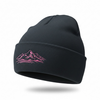 Bergverliebt® Lebensgfui Beanie "Berg" Schwarz-Pink