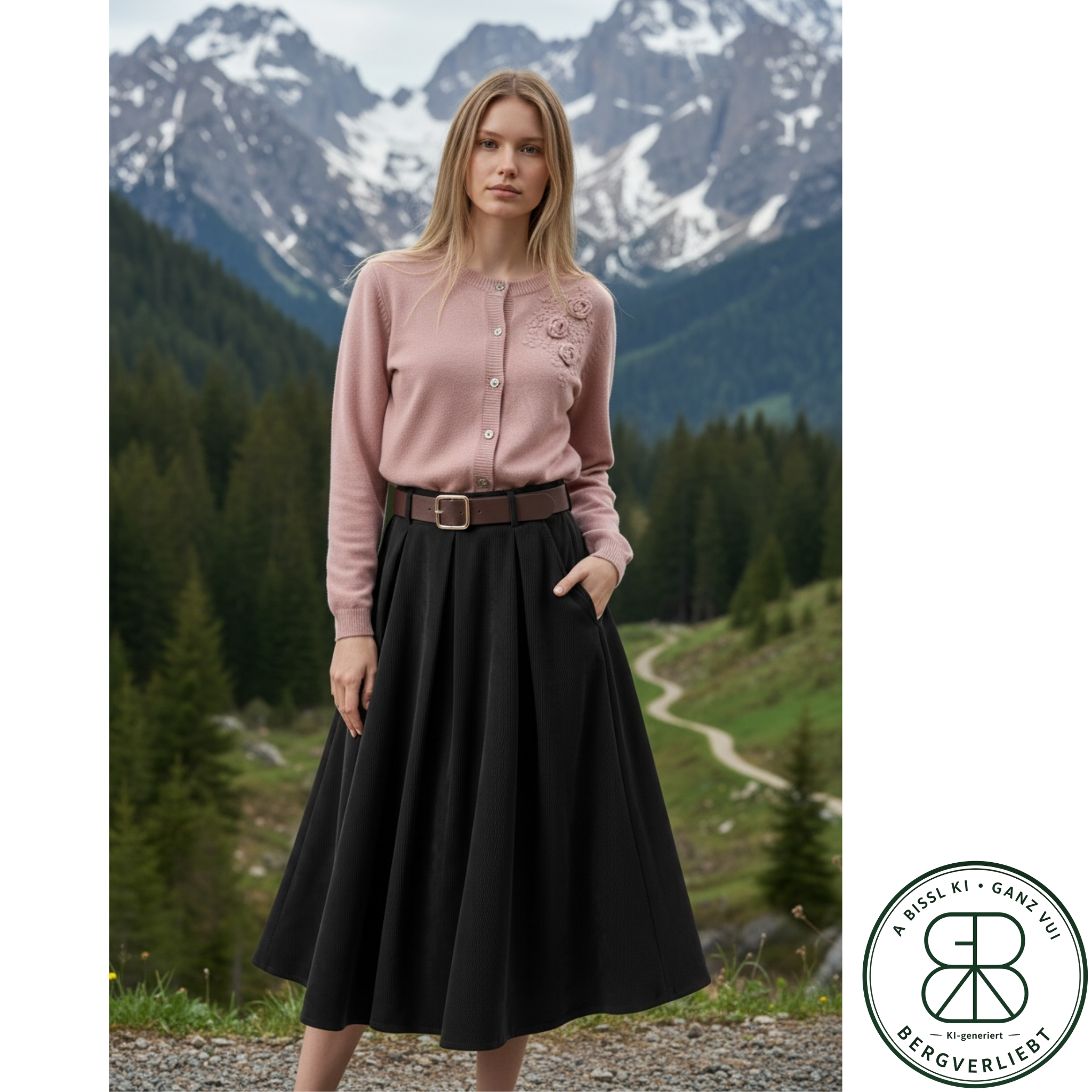 Strickjacke „Alpenblüte“, Altrosa