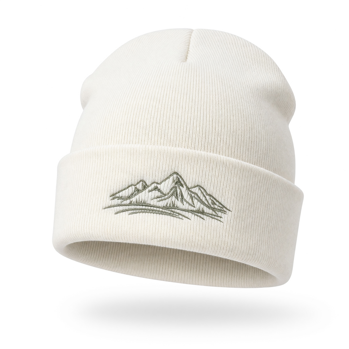 Bergverliebt® Lebensgfui RECYCLD Beanie "Berg" Weiß helloliv