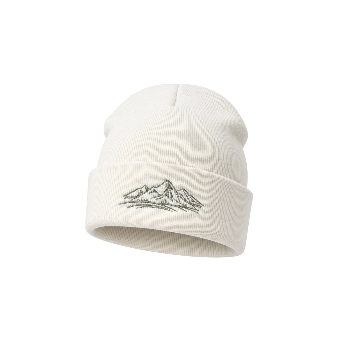 Bergverliebt® Lebensgfui RECYCLD Beanie "Berg" Weiß helloliv