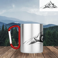 Bergverliebt® Edelstahl-Tasse Karabiner TREK "Berg handgezeichnet" 10 oz