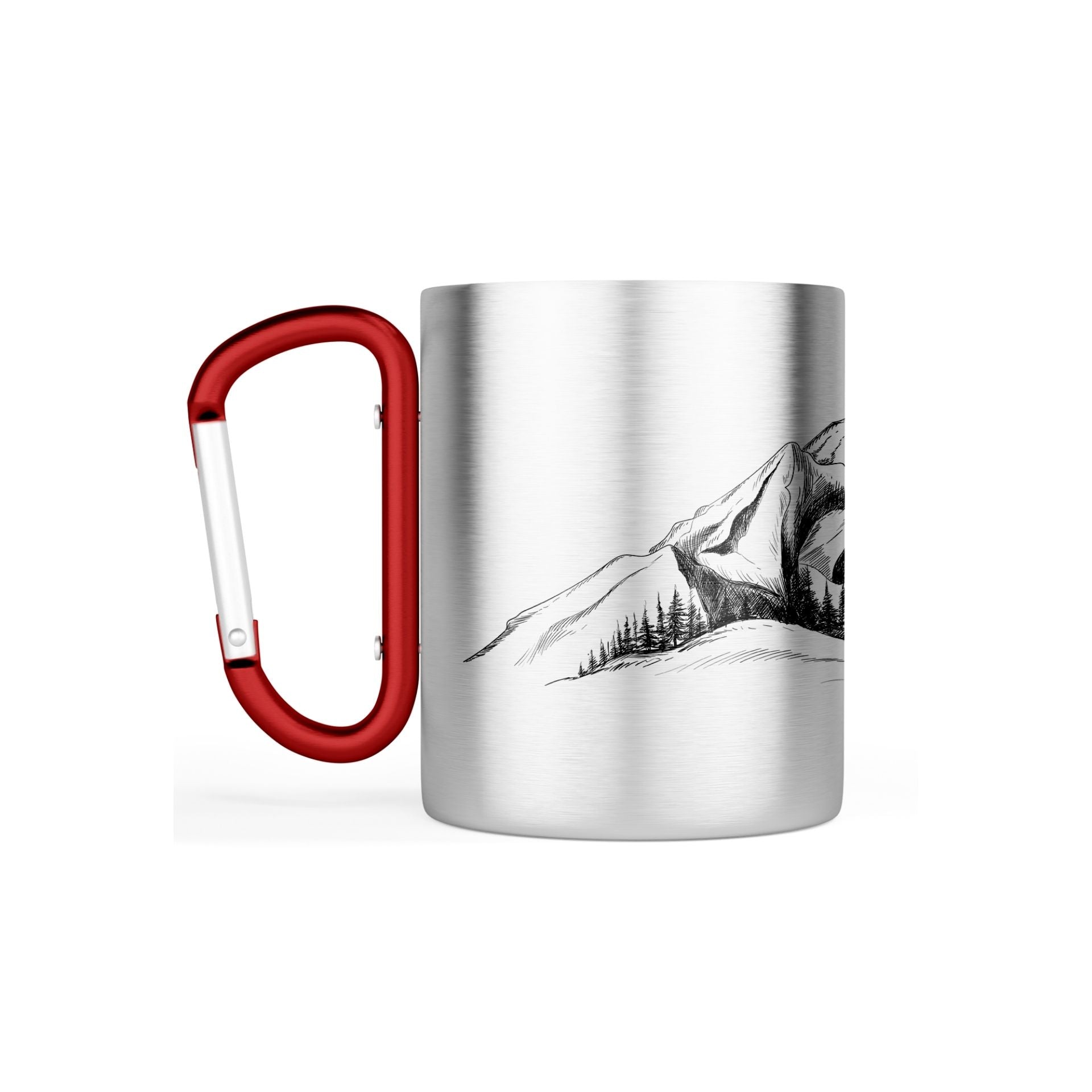 Edelstahl-Tasse Karabiner TREK "Berg handgezeichnet" 10 oz