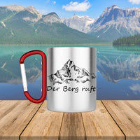 Edelstahl-Tasse Karabiner TREK "Der Berg ruft" 10 oz