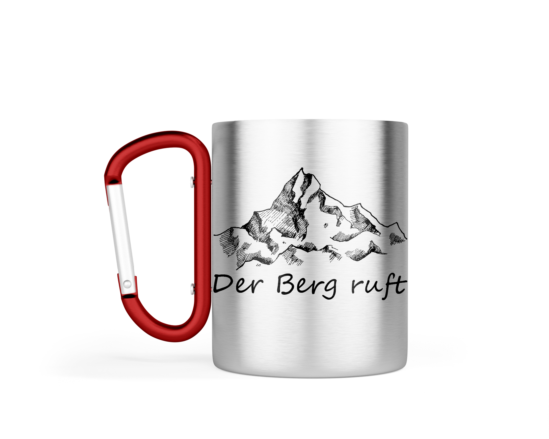 Edelstahl-Tasse Karabiner TREK "Der Berg ruft" 10 oz