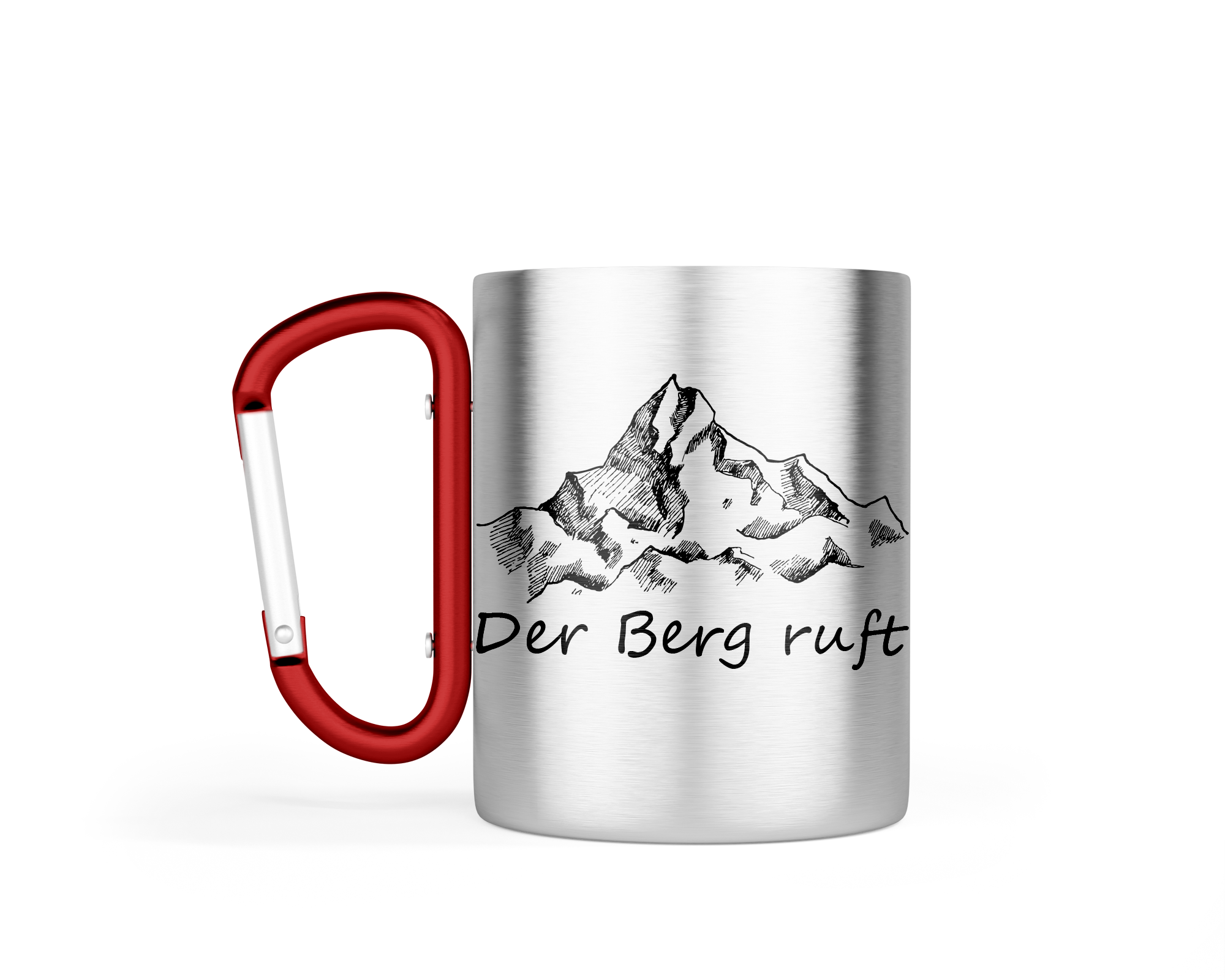 Edelstahl-Tasse Karabiner TREK "Der Berg ruft" 10 oz