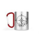 Edelstahl-Tasse Karabiner TREK "Kompass Blumen" 10 oz