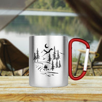 Bergverliebt® Edelstahl-Tasse Karabiner TREK "Lagerfeuerromantik" 10 oz