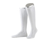 Damenkniestrumpf mit feinem Ajourmuster weiß