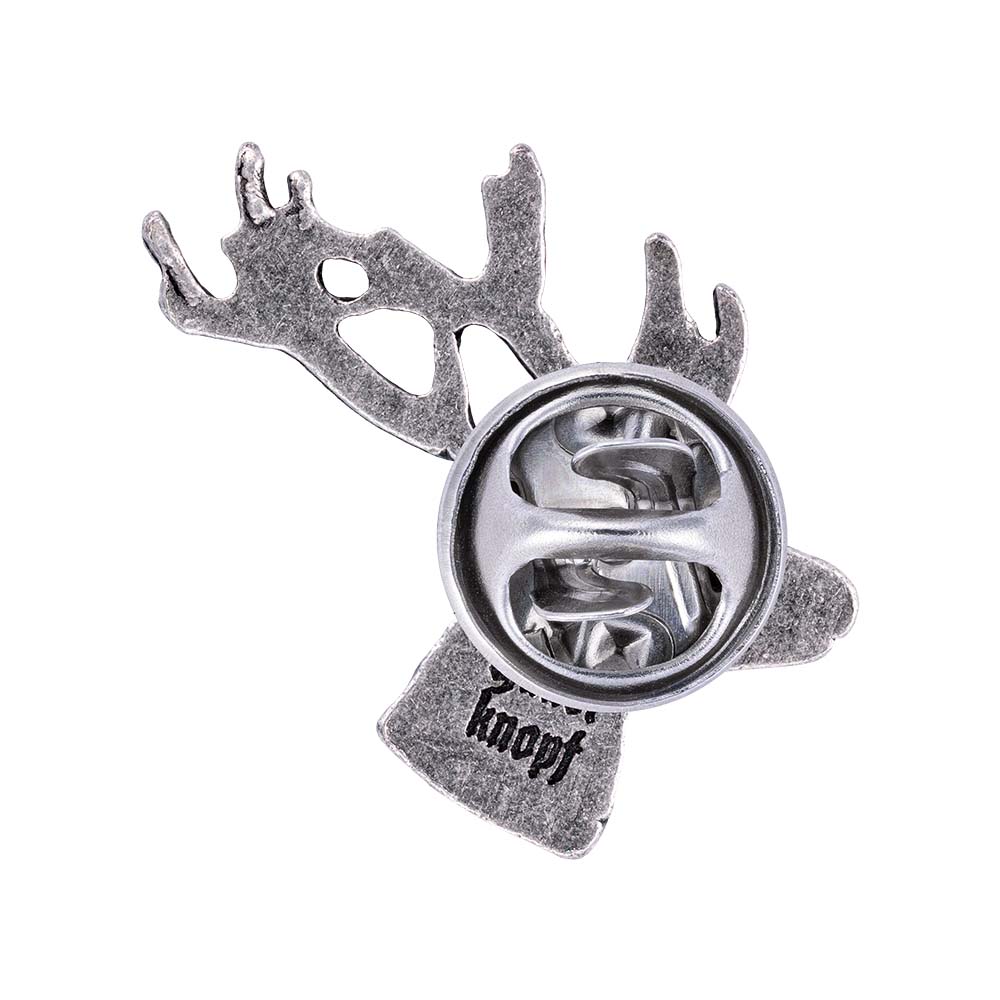 Gaudiknopf "Hirsch" Altsilber