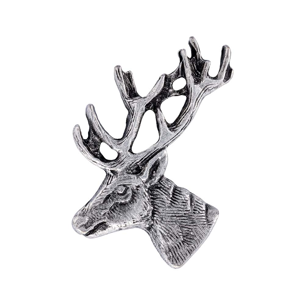 Gaudiknopf "Hirsch" Altsilber