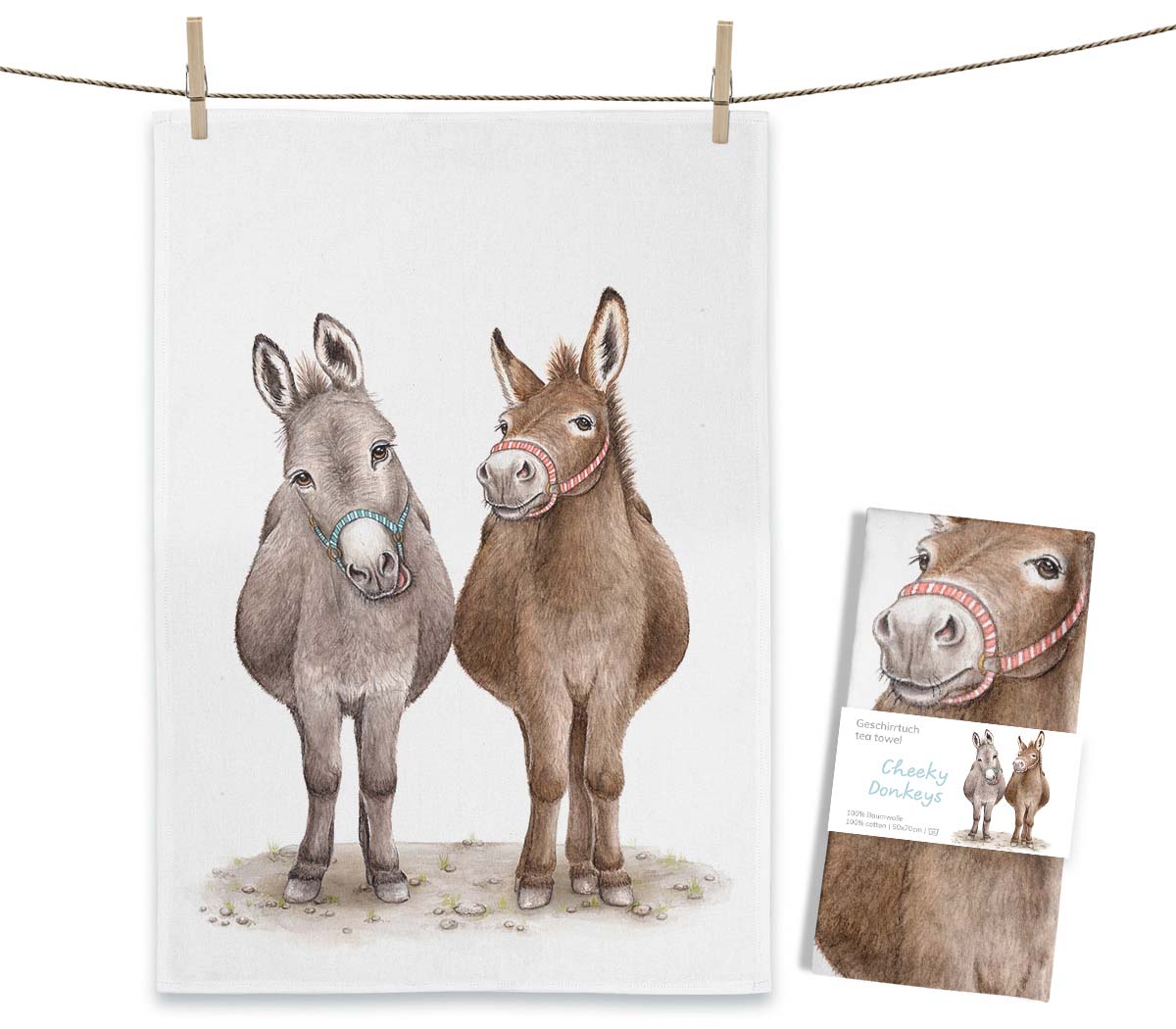 MALUU Geschirrtuch Cheeky Donkeys