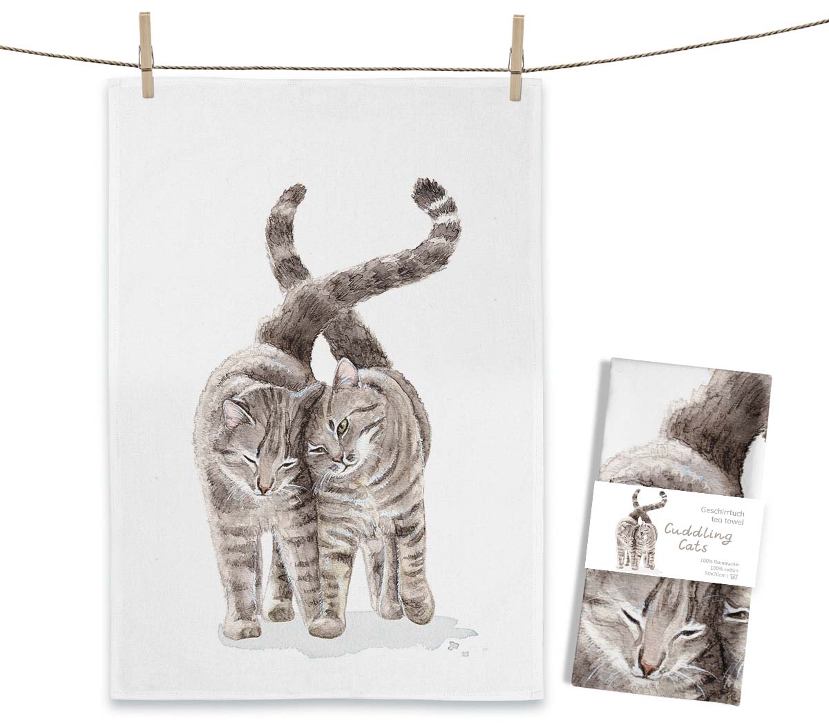 MALUU Geschirrtuch Cuddling Cats
