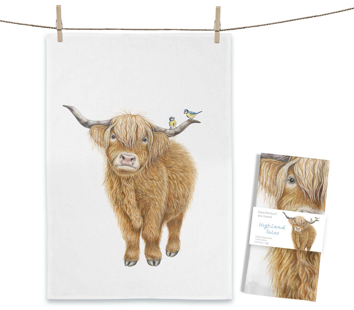 MALUU Geschirrtuch Highland Tales - Highlandrind mit Charakter