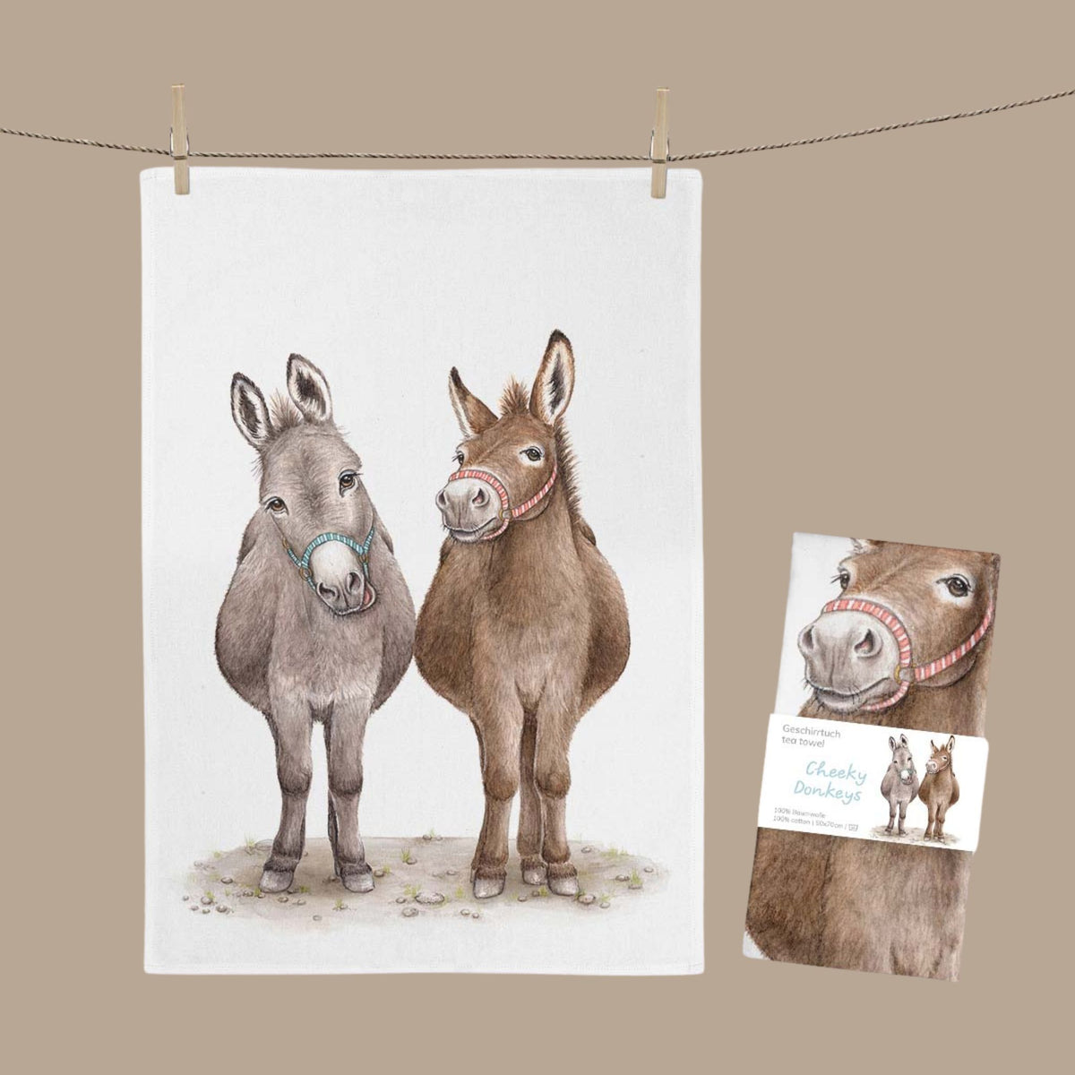 MALUU Geschirrtuch Cheeky Donkeys