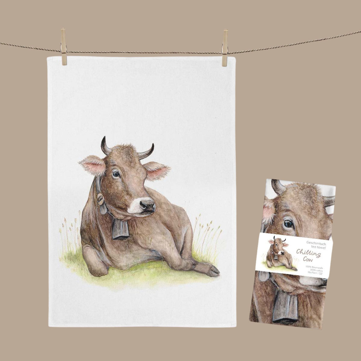 MALUU Geschirrtuch Chilling Cow