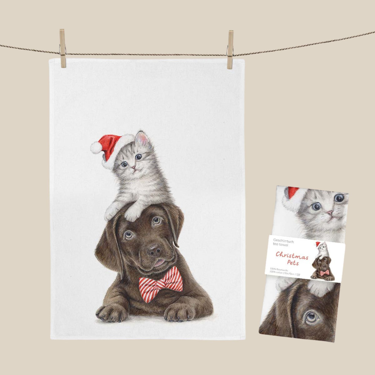 MALUU Geschirrtuch Christmas Pets