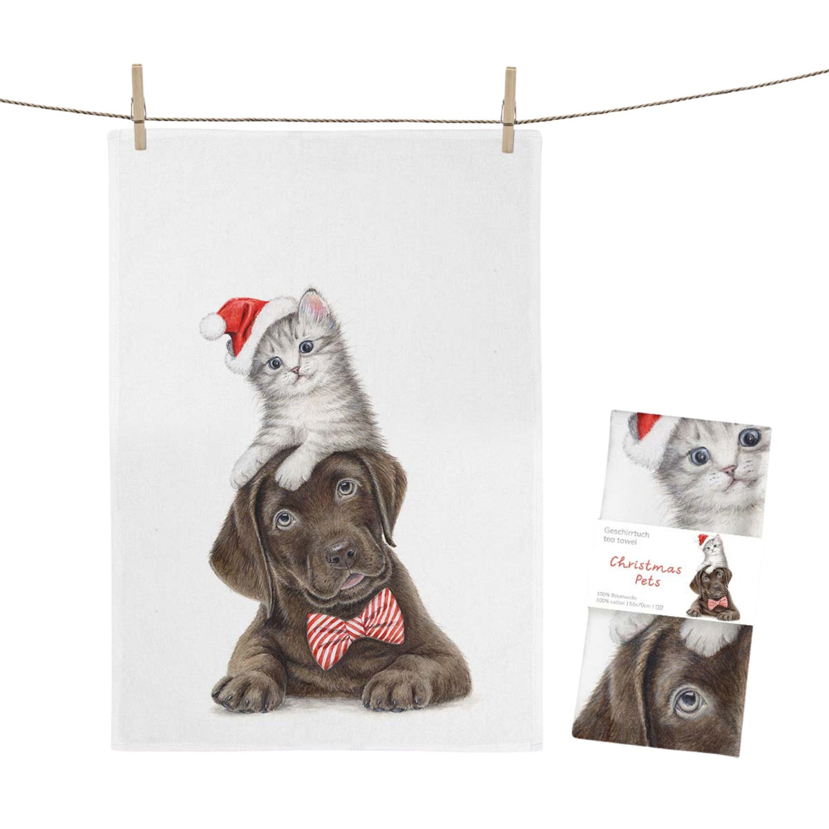 MALUU Geschirrtuch Christmas Pets