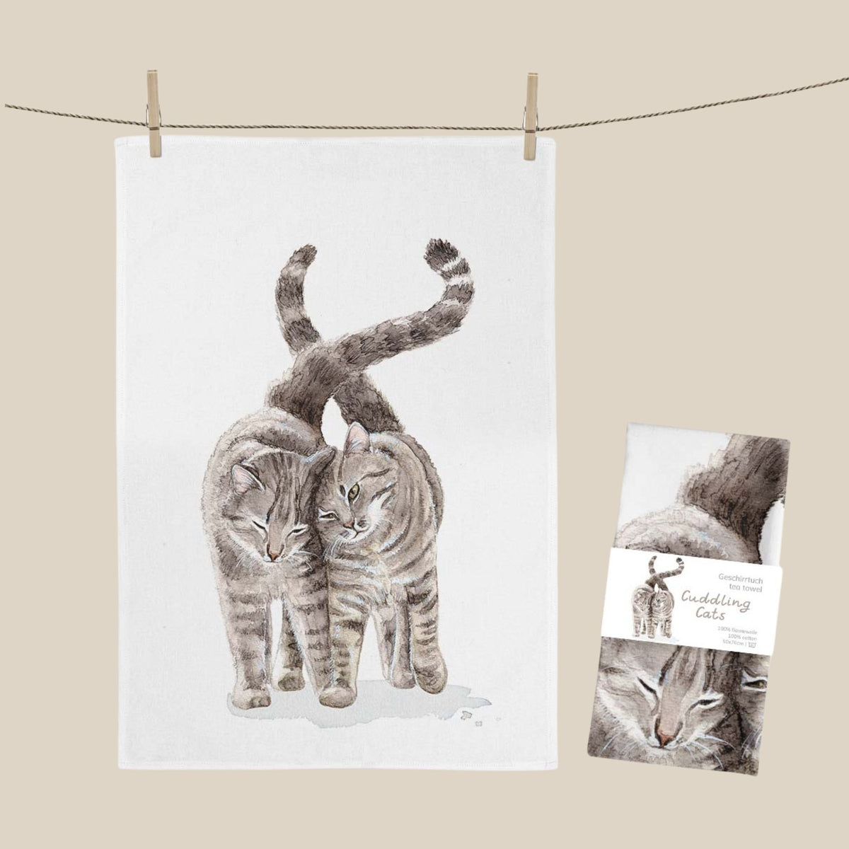 MALUU Geschirrtuch Cuddling Cats