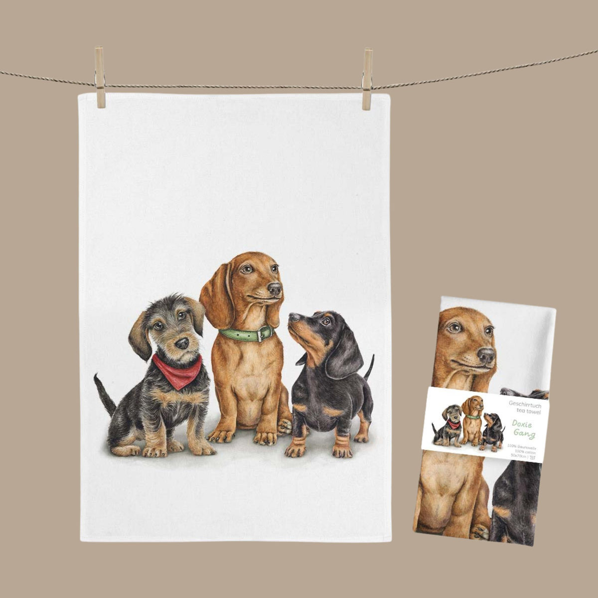 MALUU Doxie Gang Geschirrtuch