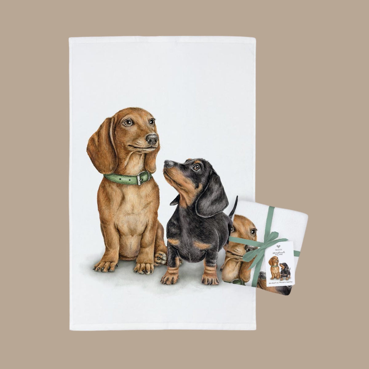 MALUU Frottee Handtuch Doxie Gang