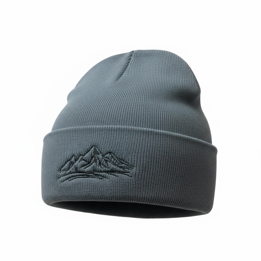Bergverliebt® Lebensgfui RECYCLD Beanie "Berg" Dark Grey-Schwarz
