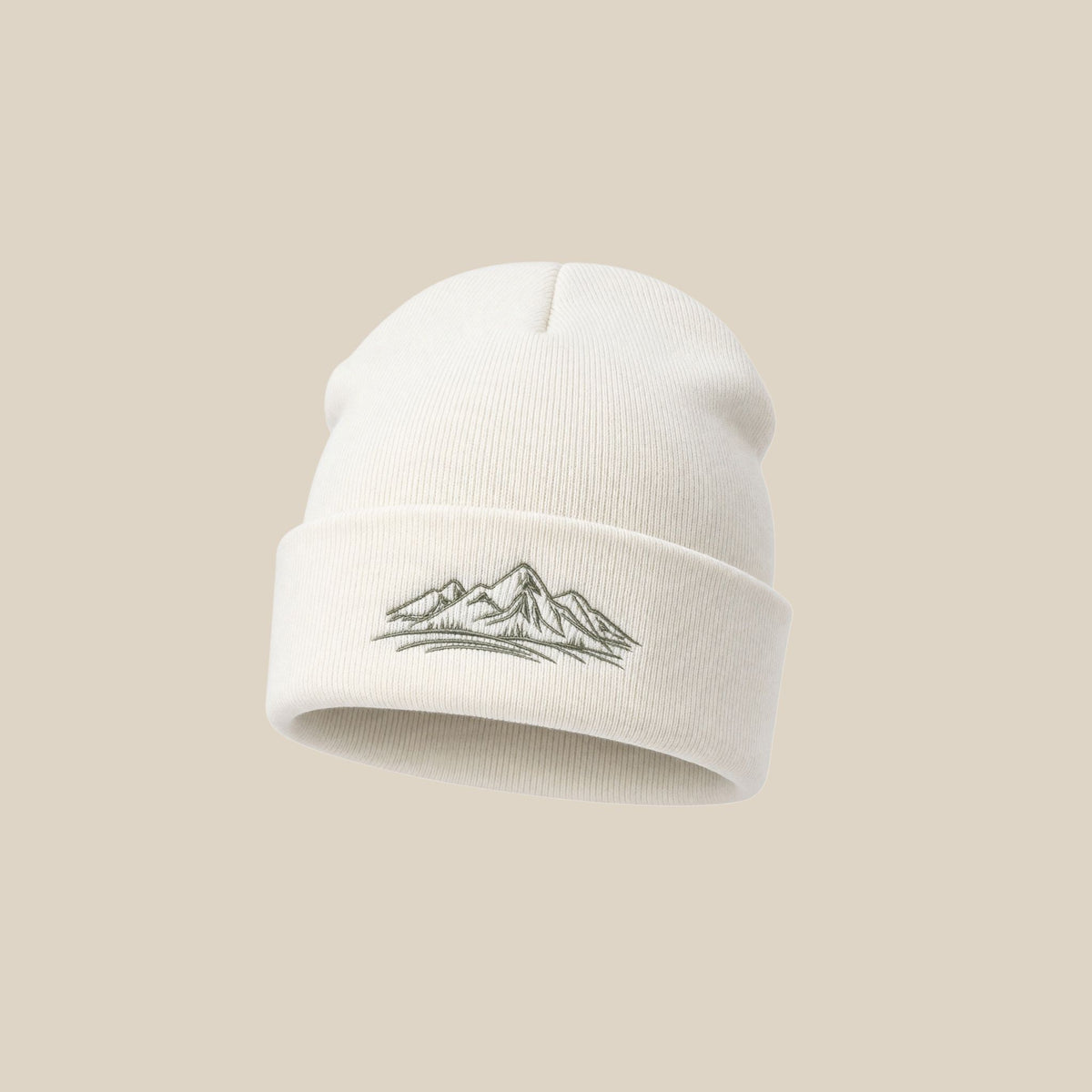 Bergverliebt® Lebensgfui RECYCLD Beanie "Berg" Weiß helloliv